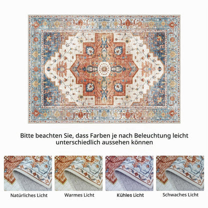 Vintage Teppich Waschbar Blau-Rot 150x210cm