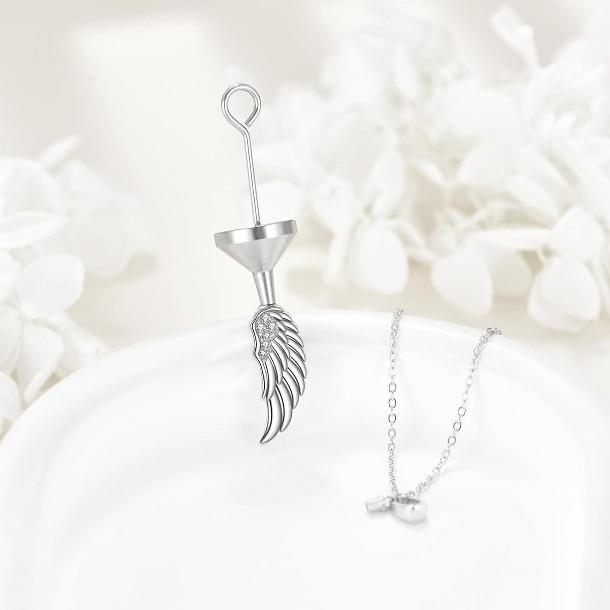 Schutzengel Flügel Anhänger Halskette 925 Sterling Silber Zirkonia