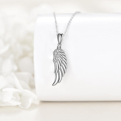 Schutzengel Flügel Anhänger Halskette 925 Sterling Silber Zirkonia