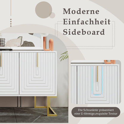 Weißes Sideboard mit 6 Schubladen & verstellbaren Regalen