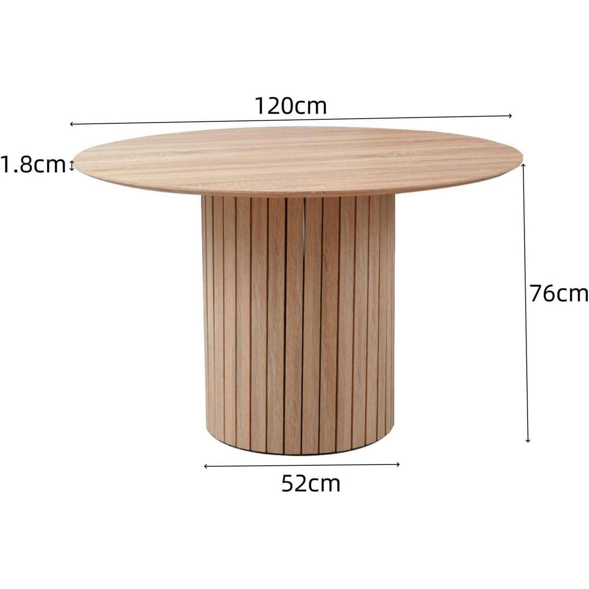 Moderner runder Esstisch Wabi-Sabi Stil, hellbraun 120cm