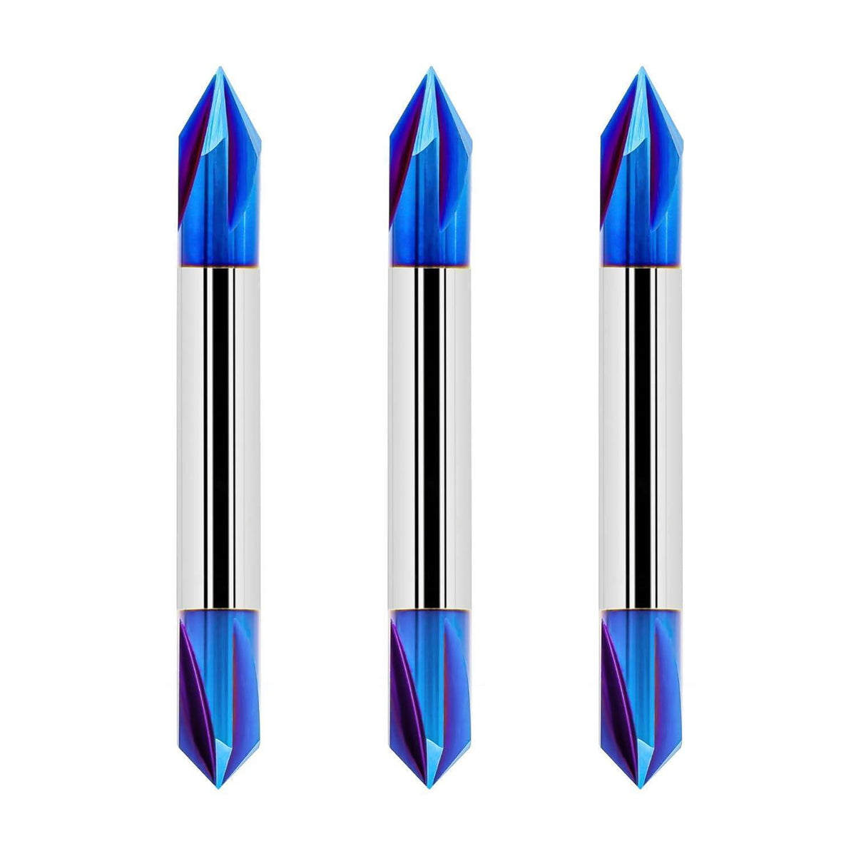 V-Nutfräser 60/90 Grad, 3 Stück, 6,35mm Schaft, Nano-Blau-Beschichtung