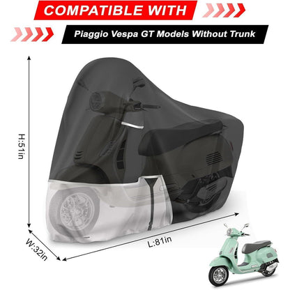 Motorradabdeckung wasserdicht Piaggio Vespa GTV GTS GT – Ohne Kofferraum