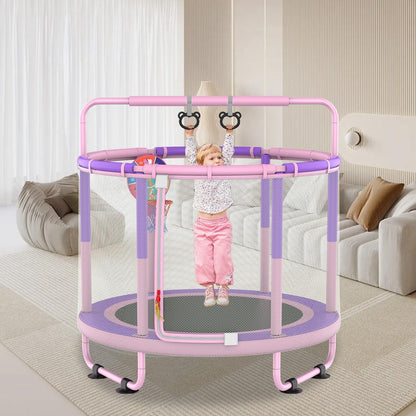 Kindertrampolin mit Basketball & Zubehör – Rosa-Violett