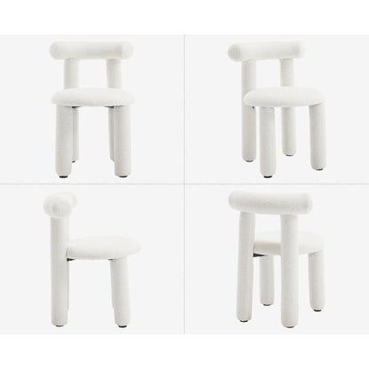 Küchenstühle 2er Set Kunstfell Weiß – Moderne Esszimmerstühle