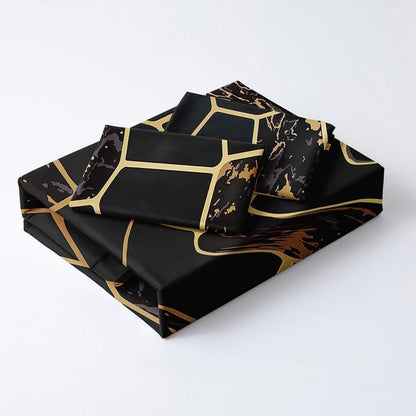 3D Wabenbettwäsche Set Schwarz Gold 135x200cm