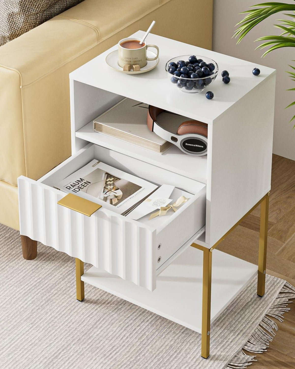 Nachttisch mit Goldrahmen 3-Tier Lagerung Endtisch