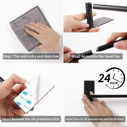 Handtuchhalter Schwarz Selbstklebend – Edelstahl 80cm Bohrfrei