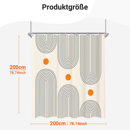 Duschvorhang 200x200cm Geometrische Kurve, Beschwerter Saum