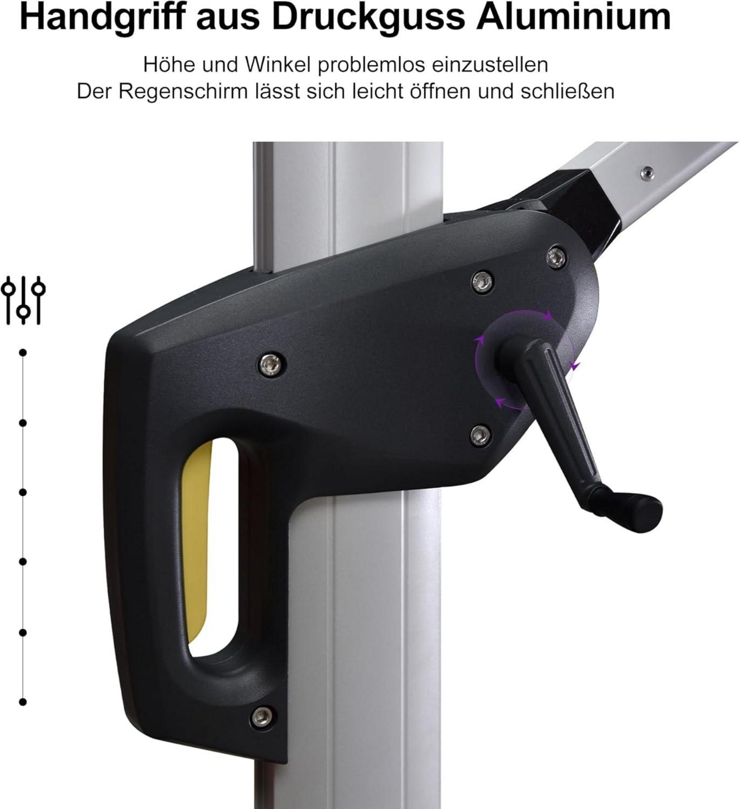 Ampelschirm 330 cm UV50+ Sonnenschutz Kurbel Drehbar Beige