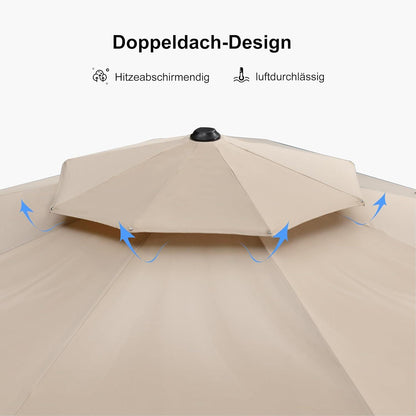 Ampelschirm 330 cm UV50+ Sonnenschutz Kurbel Drehbar Beige