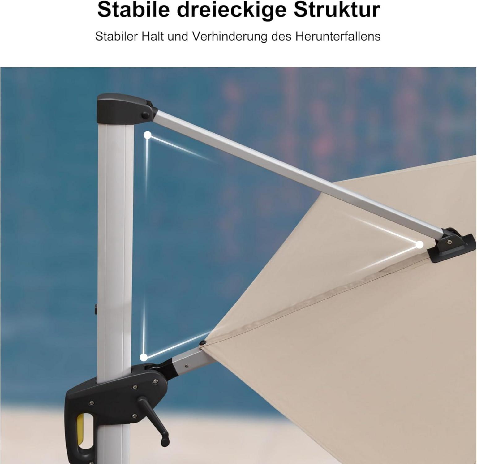 PURPLE LEAF Sonnenschirm 330 cm mit Schirmständer Ampelschirm UV50+ Beige