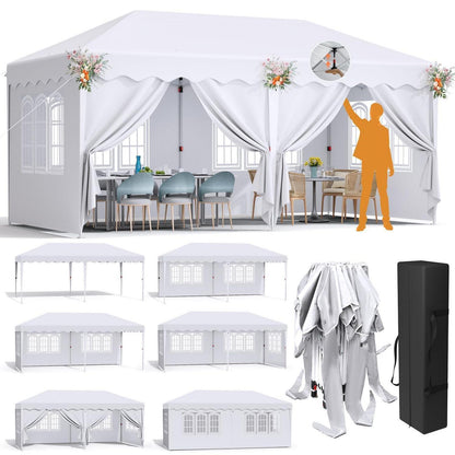 3x6m Pavillon mit Seitenteilen – Wasserdicht & Stabil für Garten/Strand