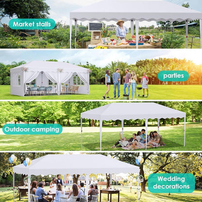 3x6m Pavillon mit Seitenteilen – Wasserdicht & Stabil für Garten/Strand