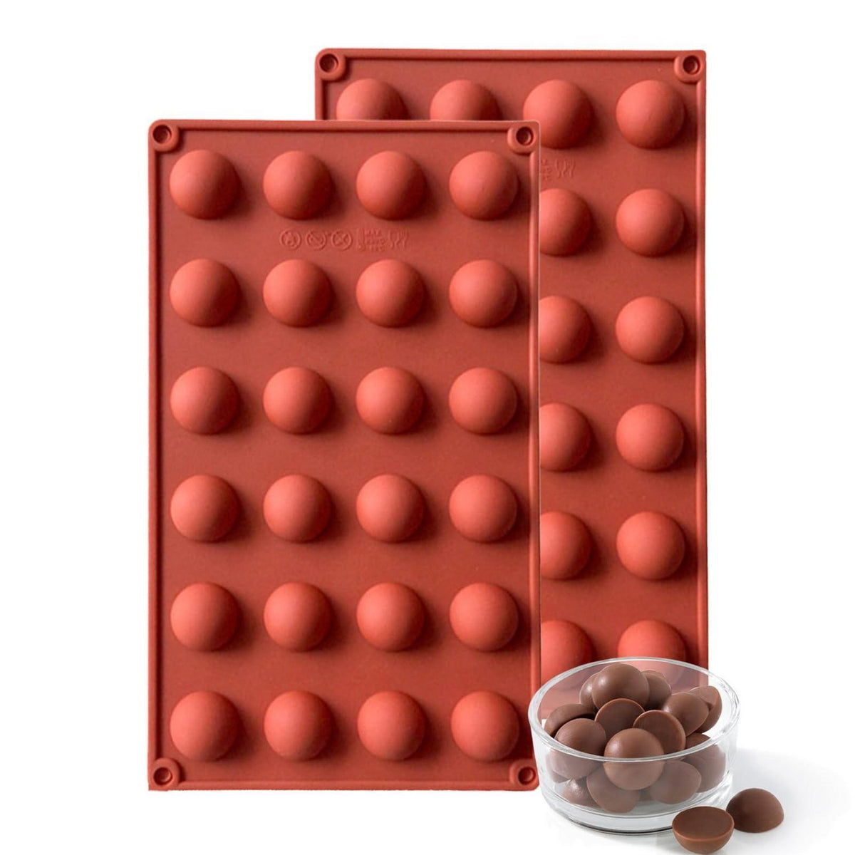 Silikonform 24 Mulden Halbrund für Schokolade & Kuchen