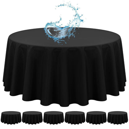 6x Tischdecke Schwarz 305cm – Rund, Wasserabweisend & Pflegeleicht