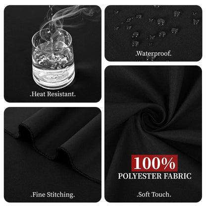 6x Tischdecke Schwarz 305cm – Rund, Wasserabweisend & Pflegeleicht