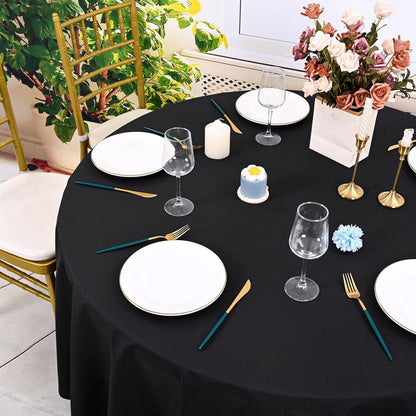 6x Tischdecke Schwarz 305cm – Rund, Wasserabweisend & Pflegeleicht