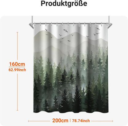 Duschvorhang Wald 200x160cm Antischimmel Textil Wasserabweisend
