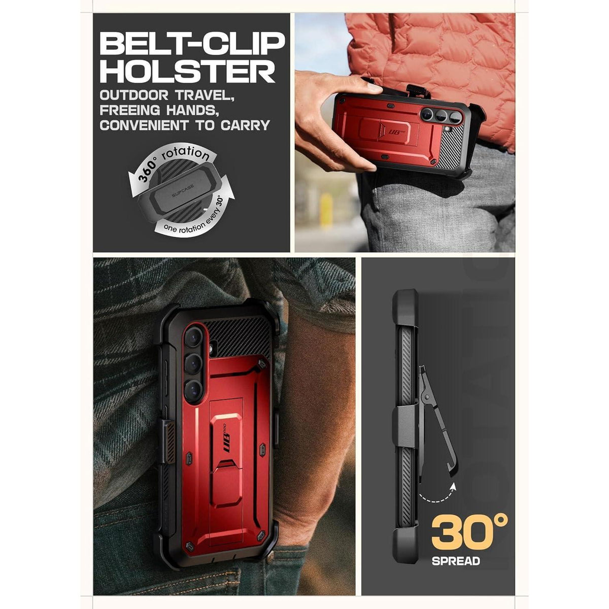 Samsung Galaxy S25 Hülle mit Gürtelclip & Ständer Rot