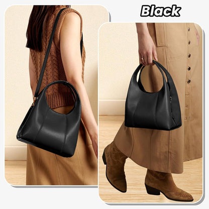 Kleine Ledertasche Damen Henkeltasche Vintage Schwarz