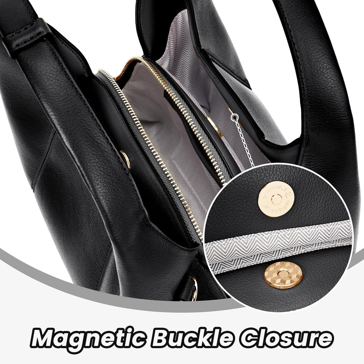 Schwarze Vintage Ledertasche Damen mit abnehmbarem Schulterriemen