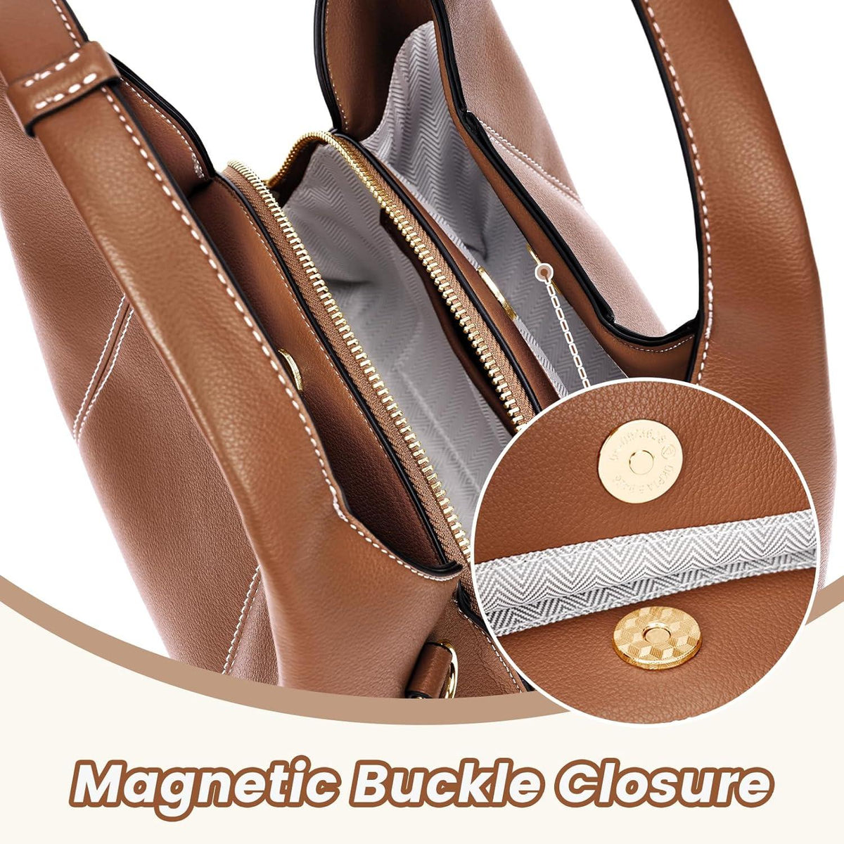 TIAASTAP Handtasche Damen klein Ledertasche Hobo Schulter Uni Umhängetasche Braun