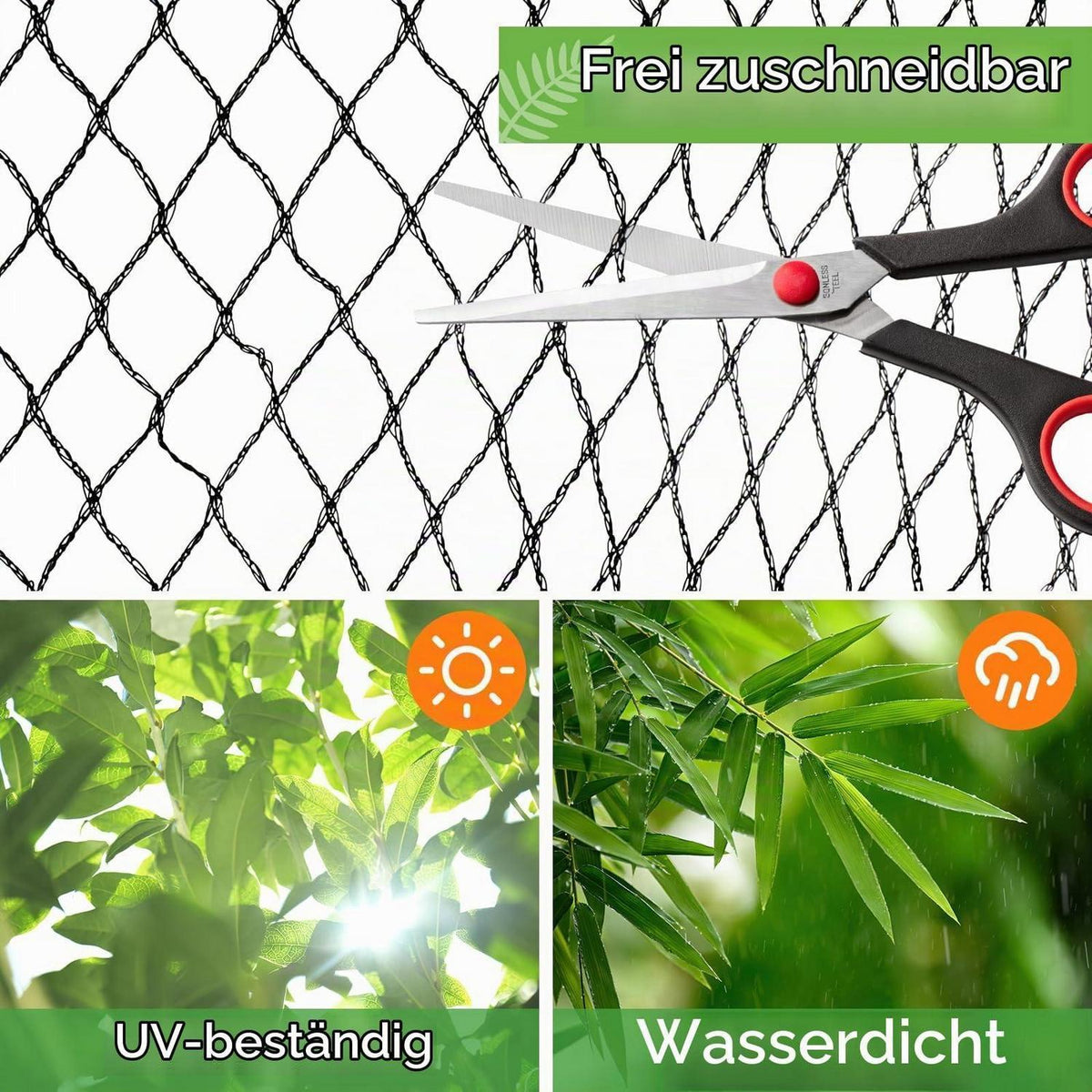 Teichnetz Feinmaschig 2x5m mit 12 Bodenankern