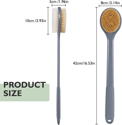 Rückenbürste 42 cm für Dusche, Nass Trockenbürste langem Griff natürlichen