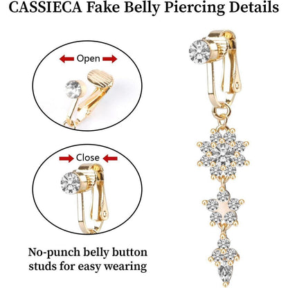 Moosono Fake Bauchnabelpiercing Kristallkugel Anhänger