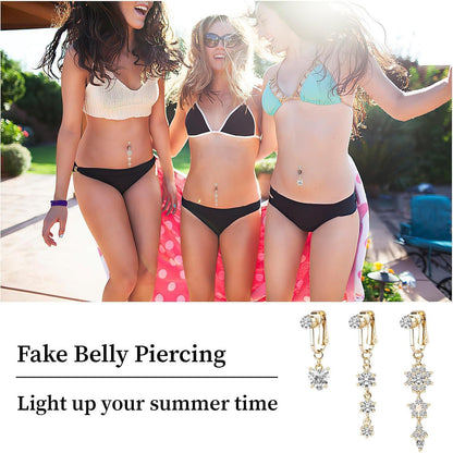 Moosono Fake Bauchnabelpiercing Kristallkugel Anhänger