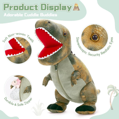 Riesiger Dino Kuscheltier 60cm mit 3 Babys im Bauch