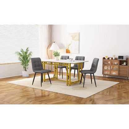 Esstisch Set Grau + Gold mit 4 Stühlen – Modernes Esszimmer