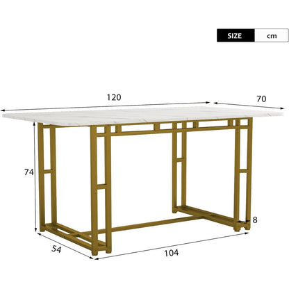 Esstisch Set Grau + Gold mit 4 Stühlen – Modernes Esszimmer