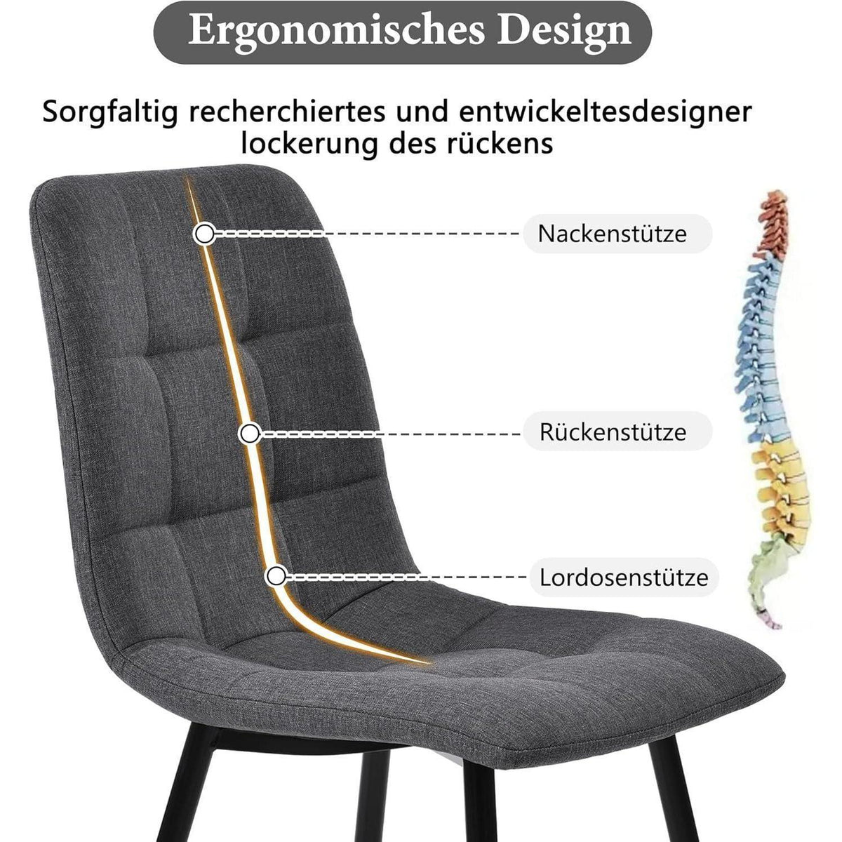 Esstisch Set Grau + Gold mit 4 Stühlen – Modernes Esszimmer