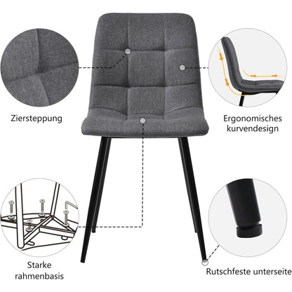 Esstisch Set Grau + Gold mit 4 Stühlen – Modernes Esszimmer