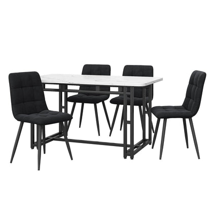 Esstisch Set Schwarz mit 4 Stühlen – Modernes Esszimmer