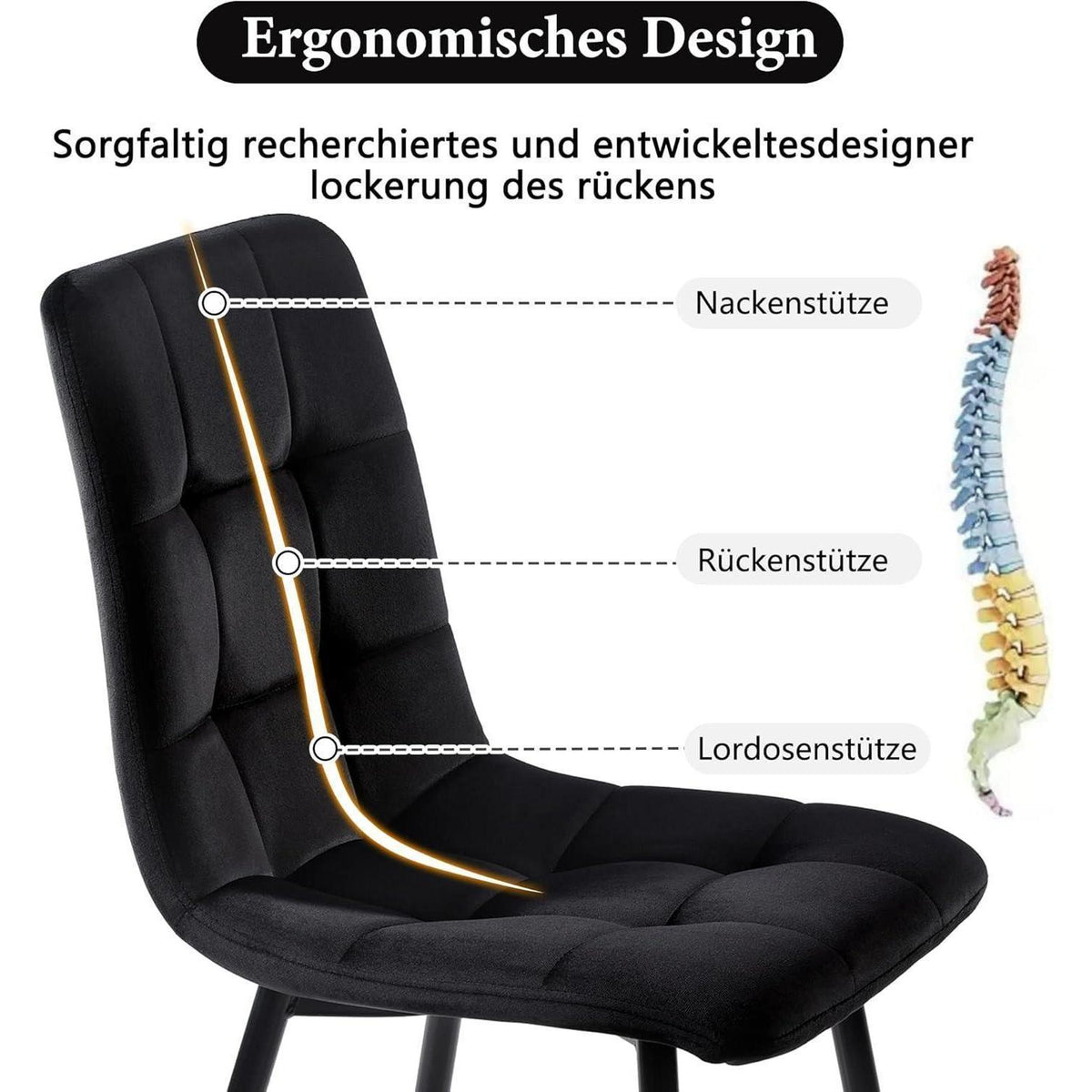 Esstisch Set Schwarz mit 4 Stühlen – Modernes Esszimmer