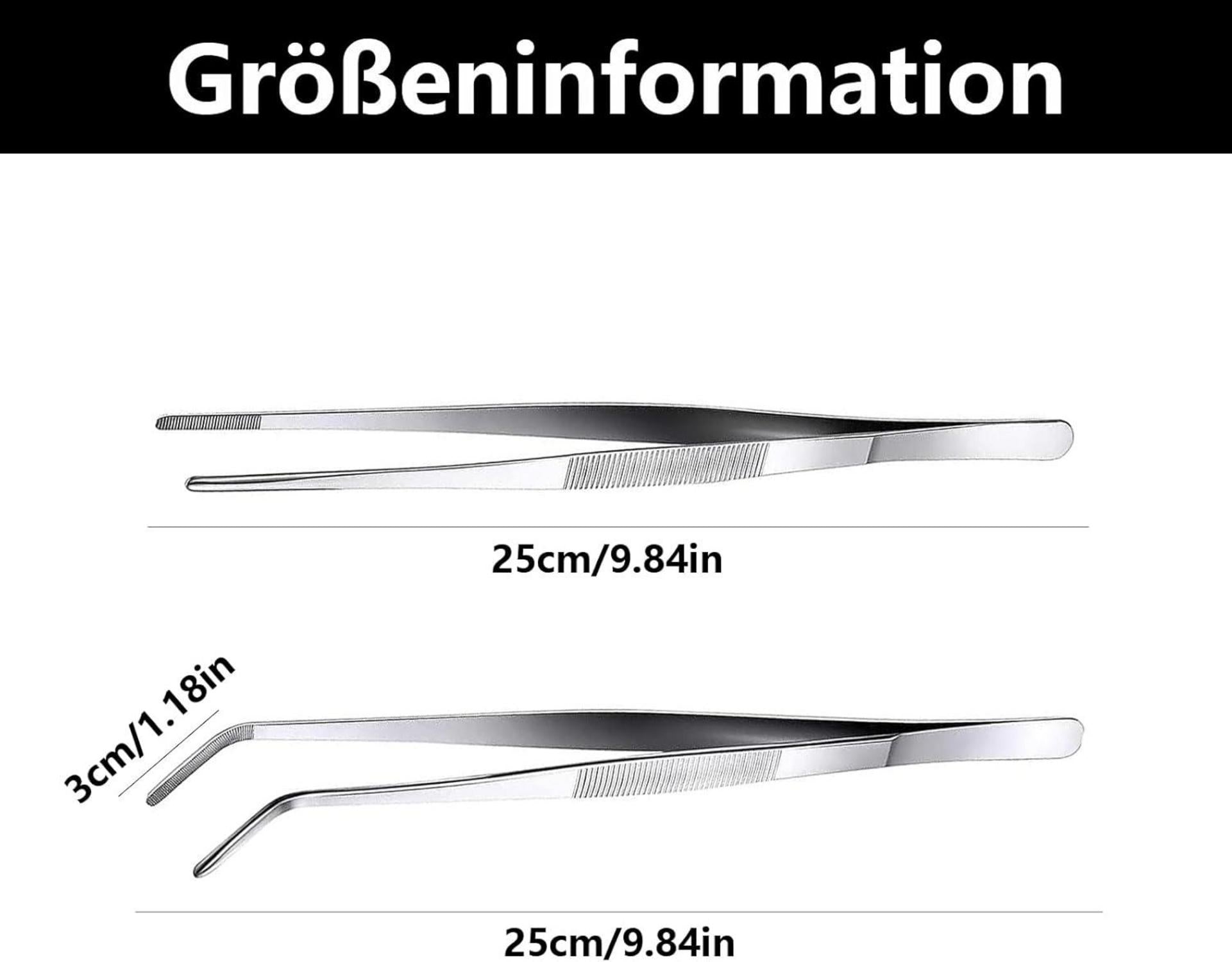 2 Stück Präzisions-Pinzetten Spitz Lang Edelstahl 25 cm