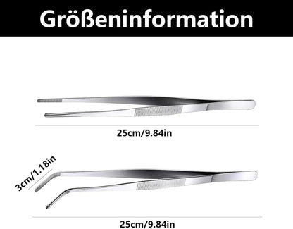 2 Stück Präzisions-Pinzetten Spitz Lang Edelstahl 25 cm