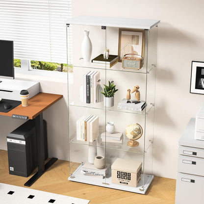 Glasvitrine mit 2 Türen & 4 Einlegeböden – Weiß