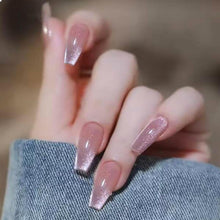 24er Set Nudefarbene Press-On Nägel mit Glitzer Gradient-Design
