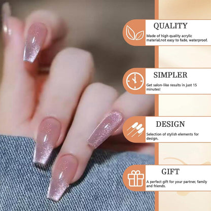 24 GlamRays Nudefarben Lange Coffin Press on Nägel Gradient Glitzer Voll