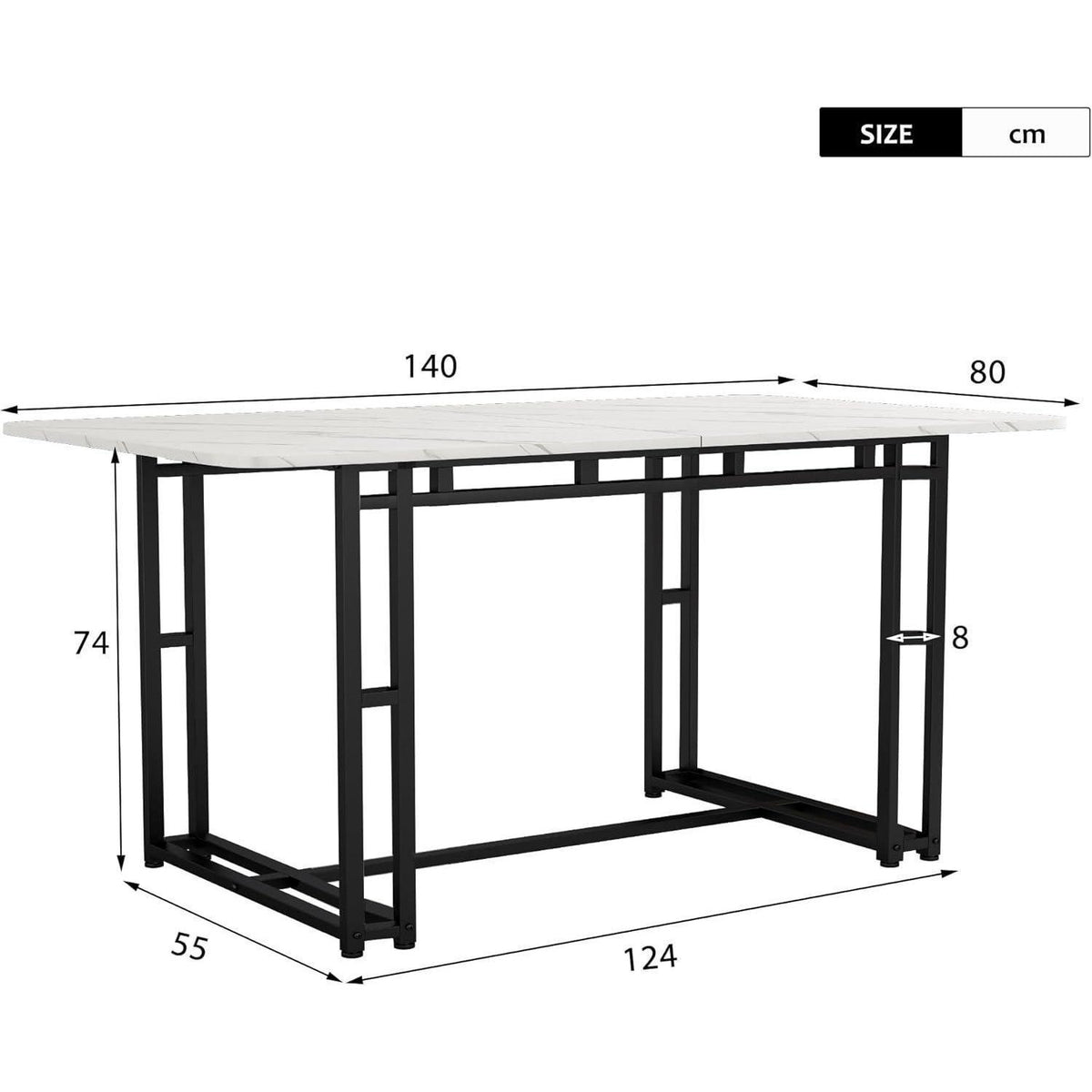 Moderner Esstisch Set mit 4 Stühlen – Grau & Schwarz, 140x80cm