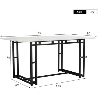 Moderner Esstisch Set mit 4 Stühlen – Grau & Schwarz, 140x80cm