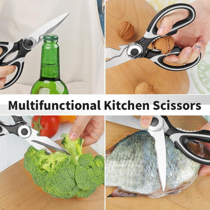 Küchenschere Set Edelstahl Mehrzweck Fleisch Geflügel Fisch, schwarz