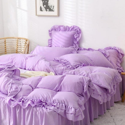 Lila Rüschen Bettwäsche Set 135x200 - Kuschelig & Romantisch