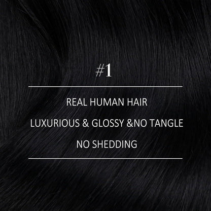 Echthaar Tressen Schwarz 60cm - Remy Weft Extensions für Volumen & Länge