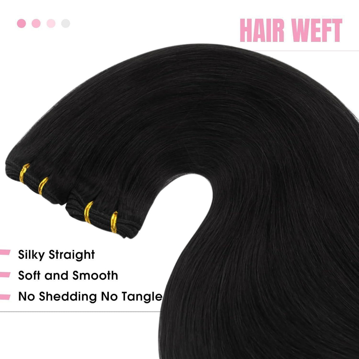 Echthaar Tressen Schwarz 60cm - Remy Weft Extensions für Volumen & Länge