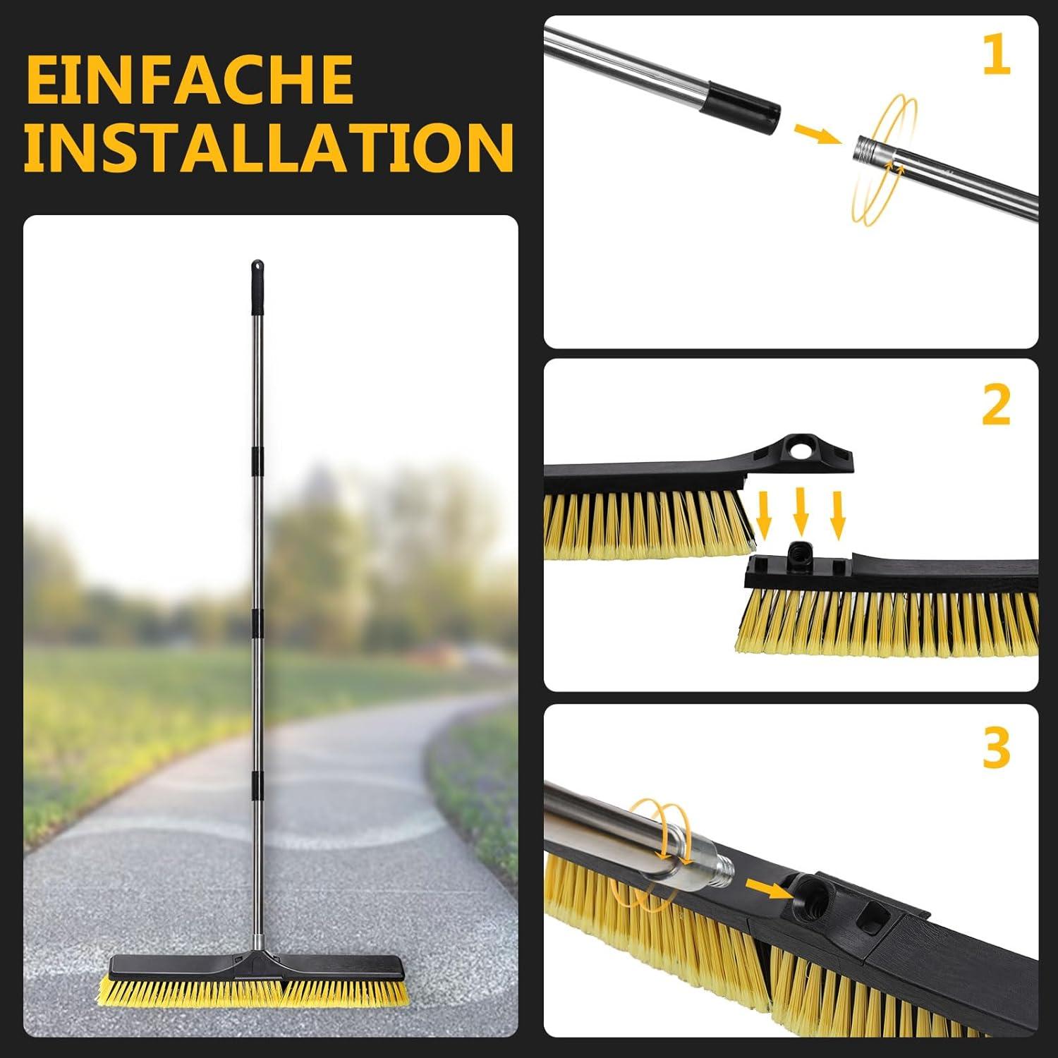 Masthome Besen 60cm Bürstenkopf Stiel Industrie Bodenbürsten